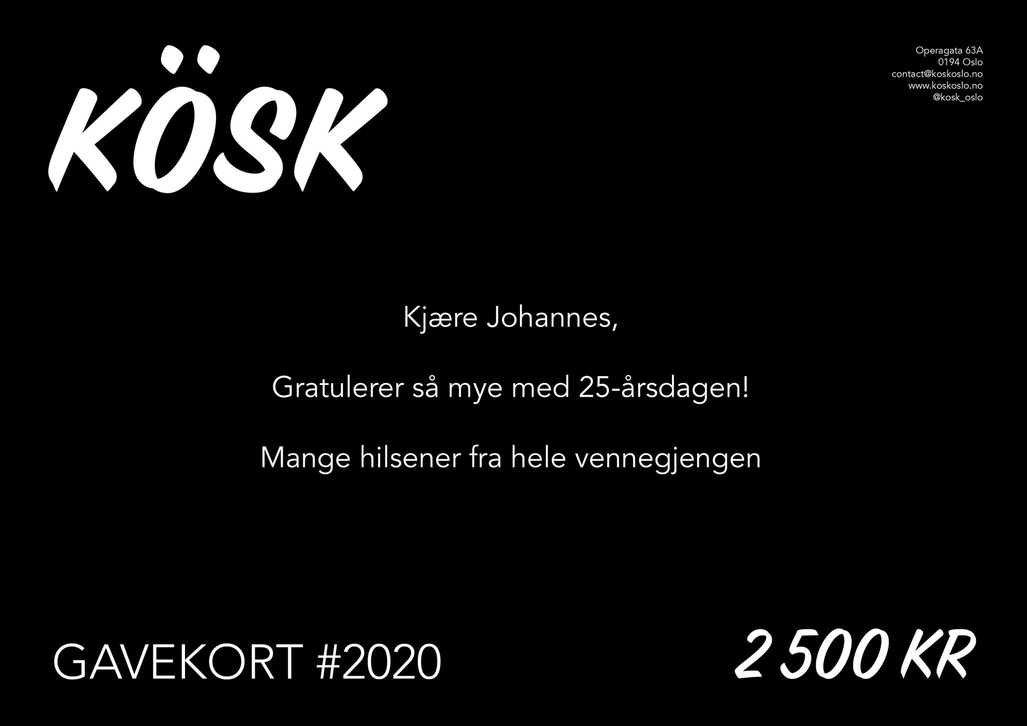 KÖSK gavekort