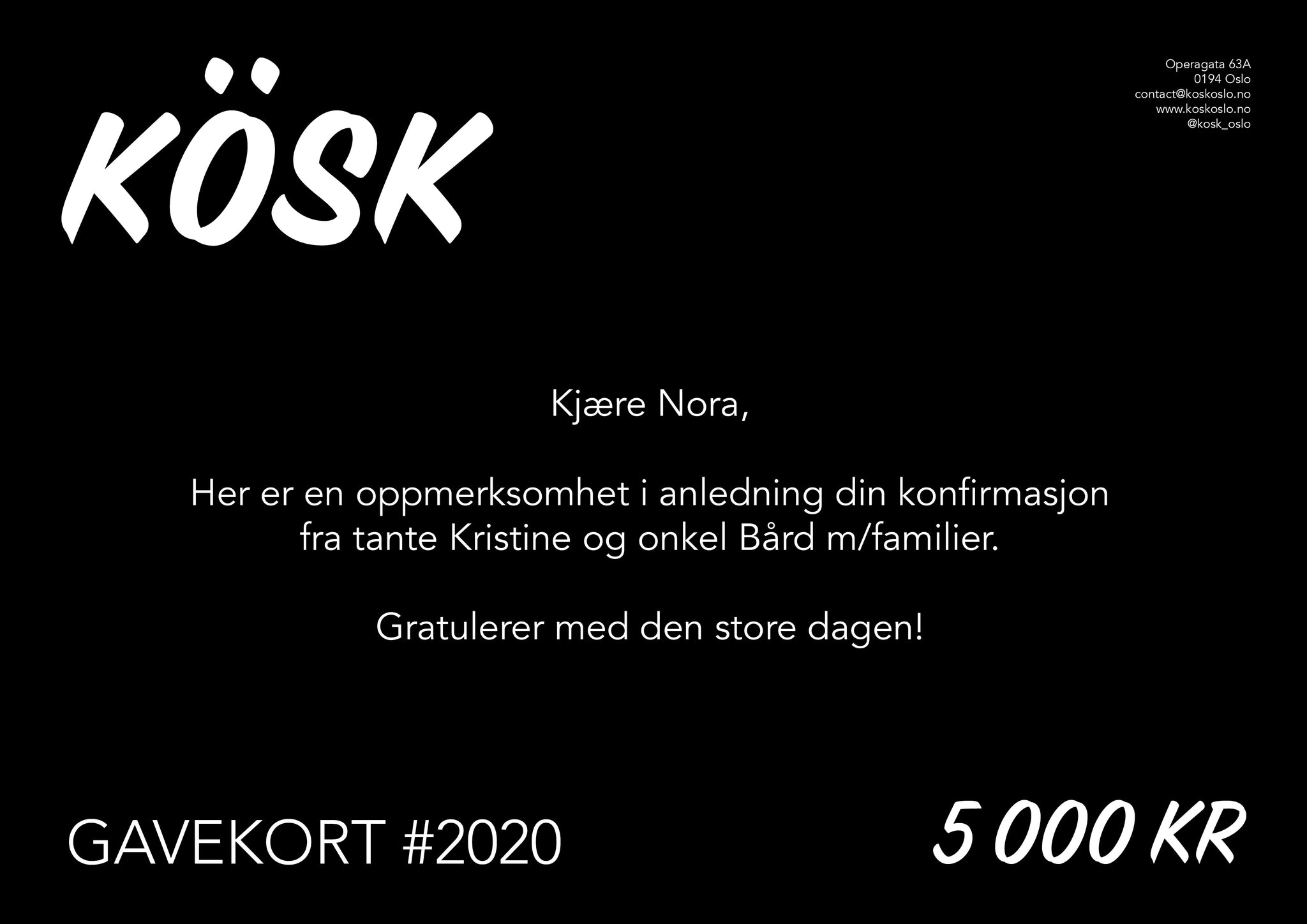 KÖSK gavekort