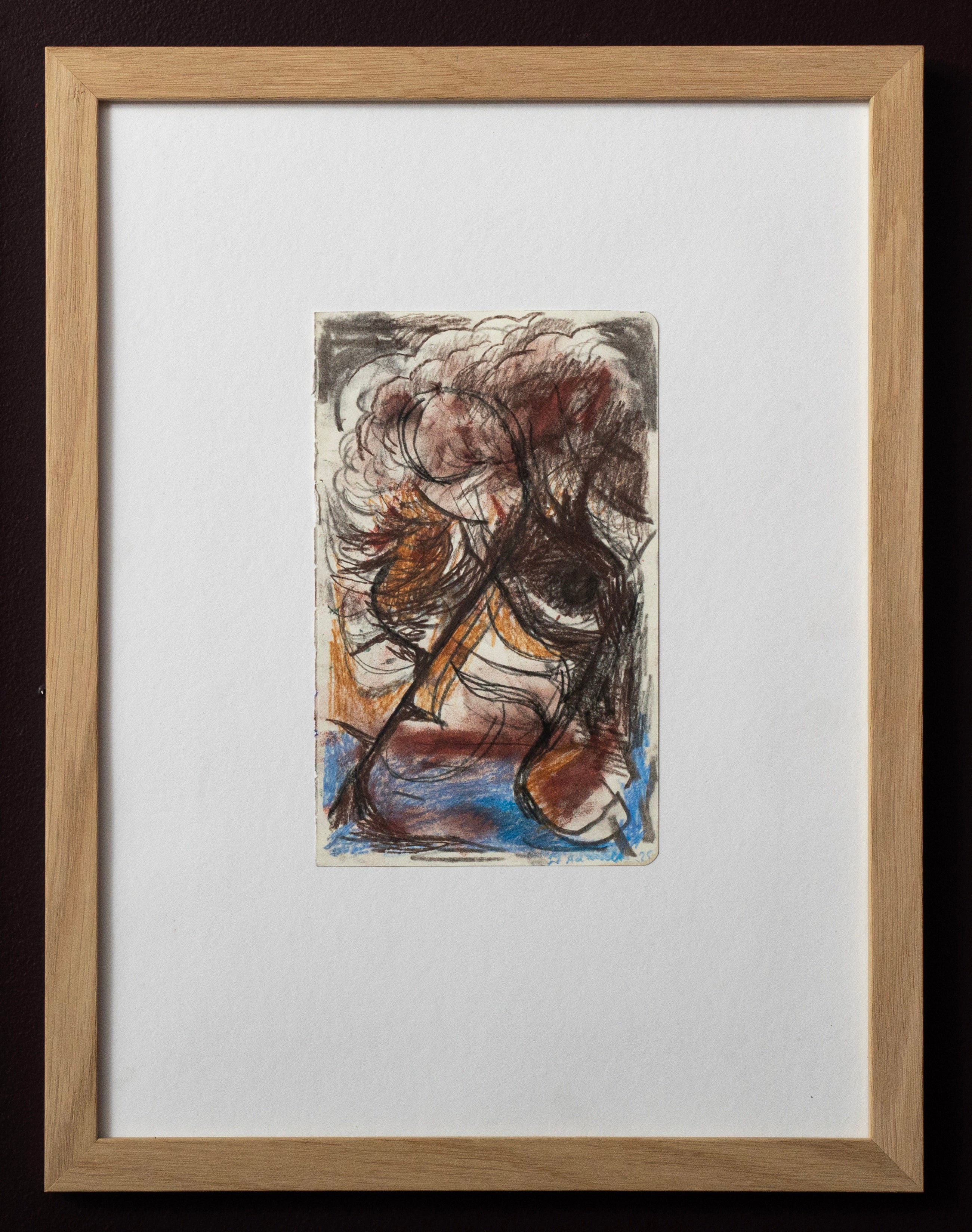 Landskap med trær og røyk